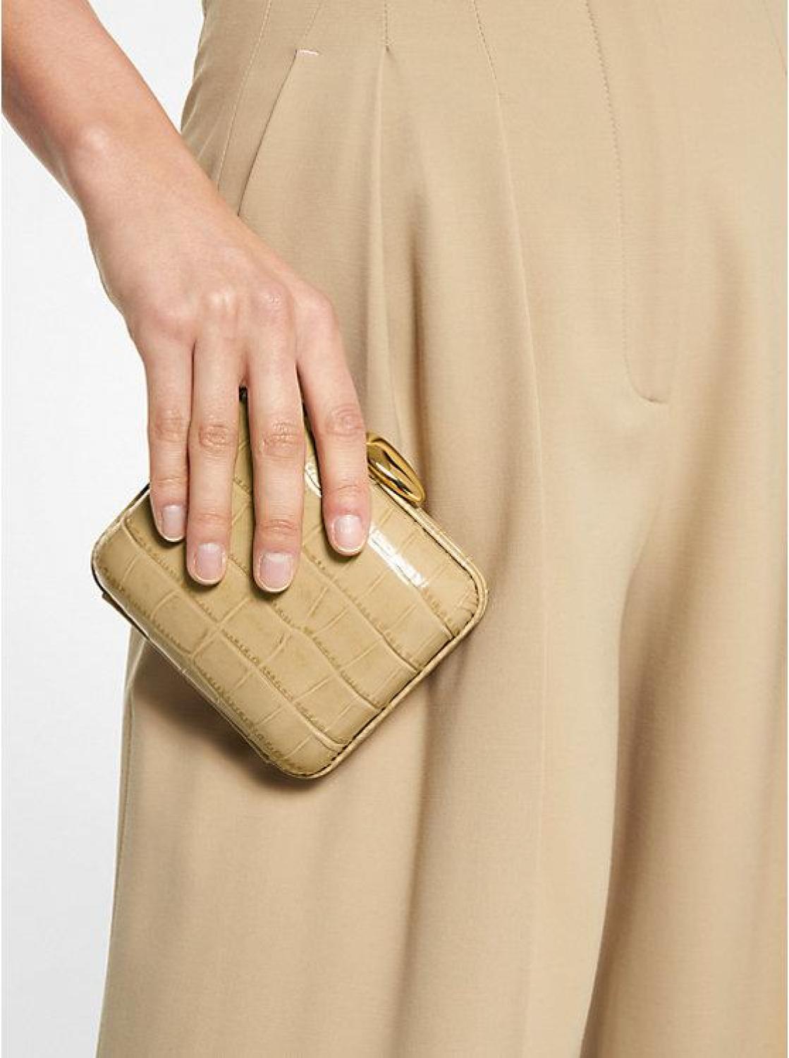 Tina Mini Crocodile Embossed Leather Minaudiere