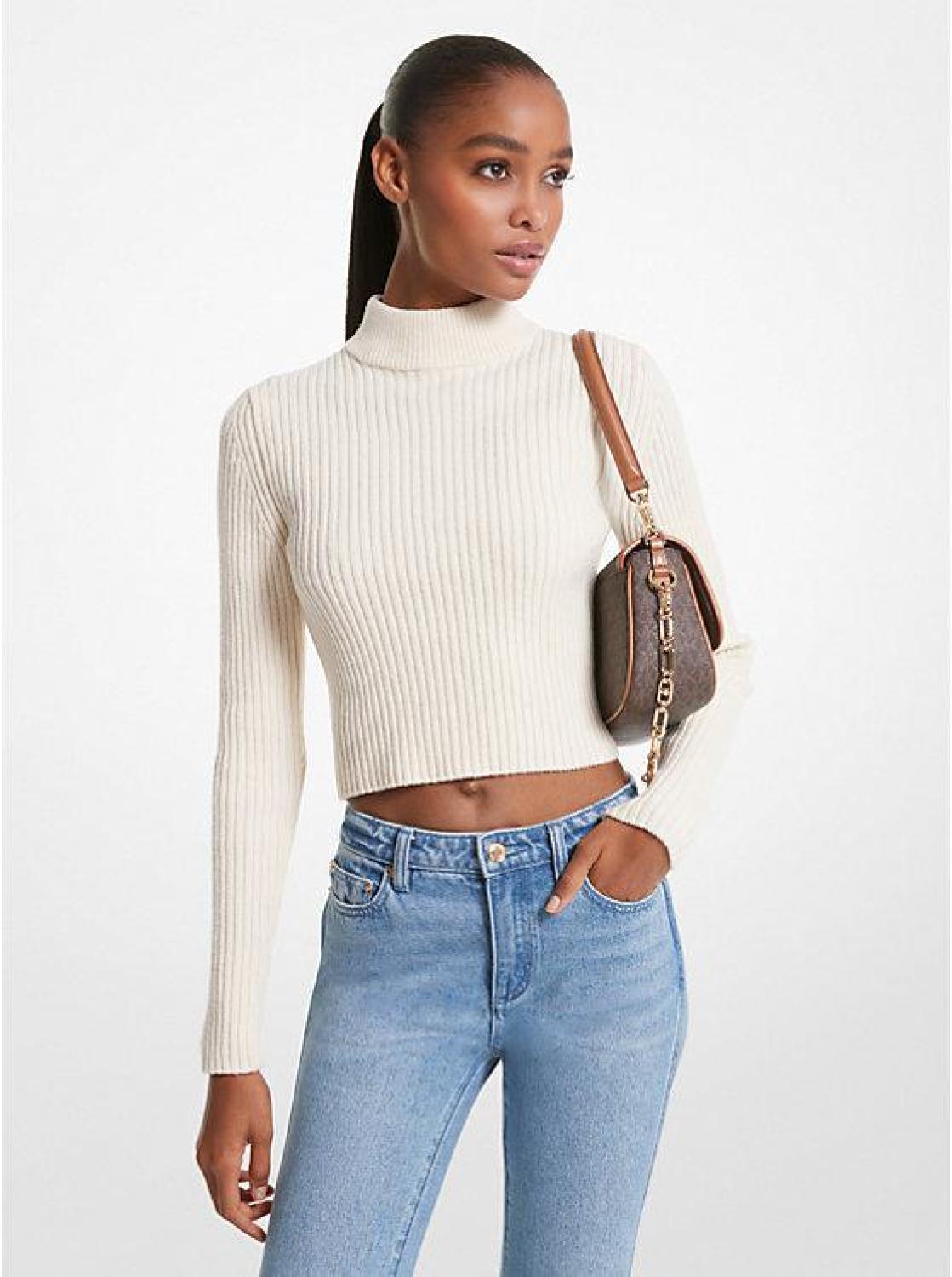 Sleeveless Merino Wool Blend Turtleneck Top