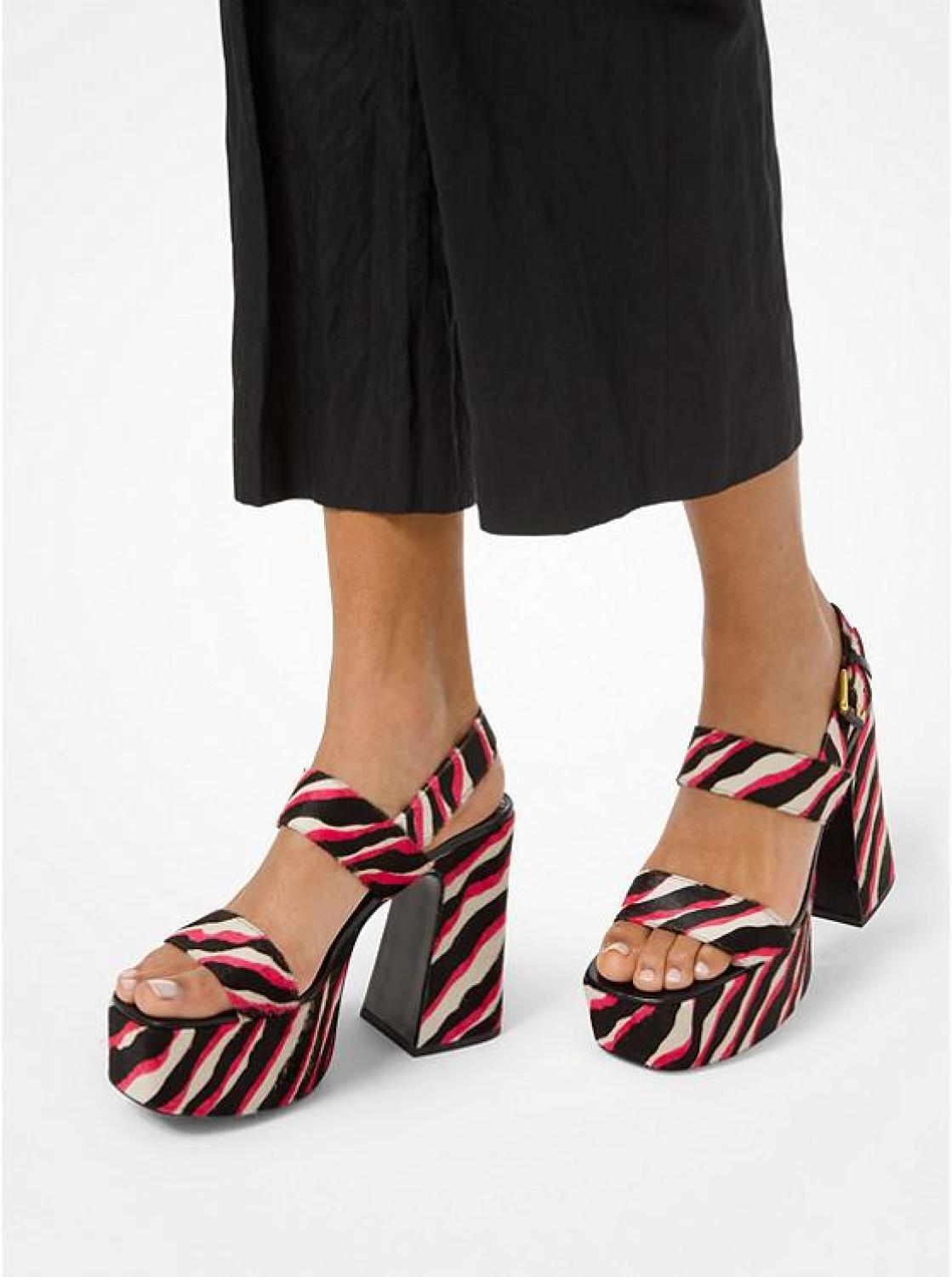 Blaire Zebra Calf Hair Platform Sandal