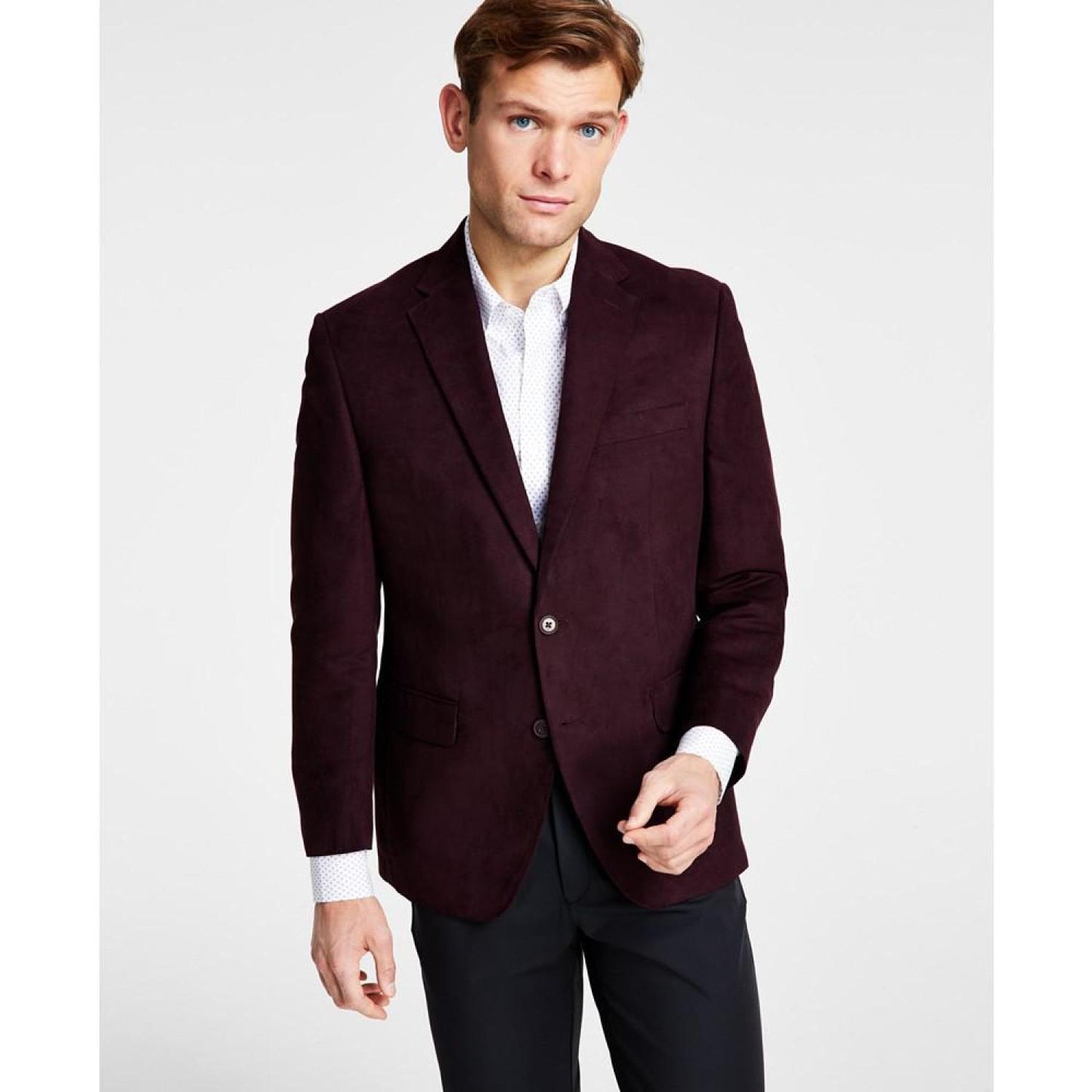 Men's Classic Fit Notch Lapel Faux Suede Sport Coat