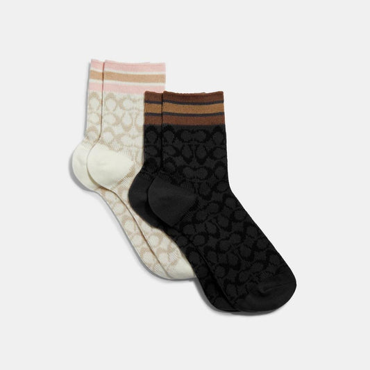 Coach Outlet Signature Quarter Length Socks