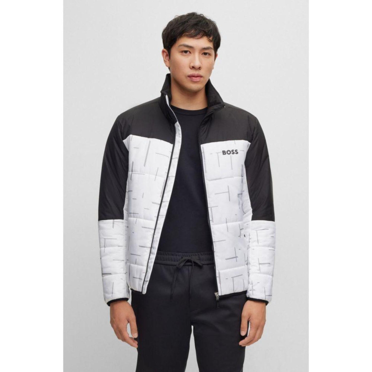 Regular-fit water-repellent padded jacket in mixed materials