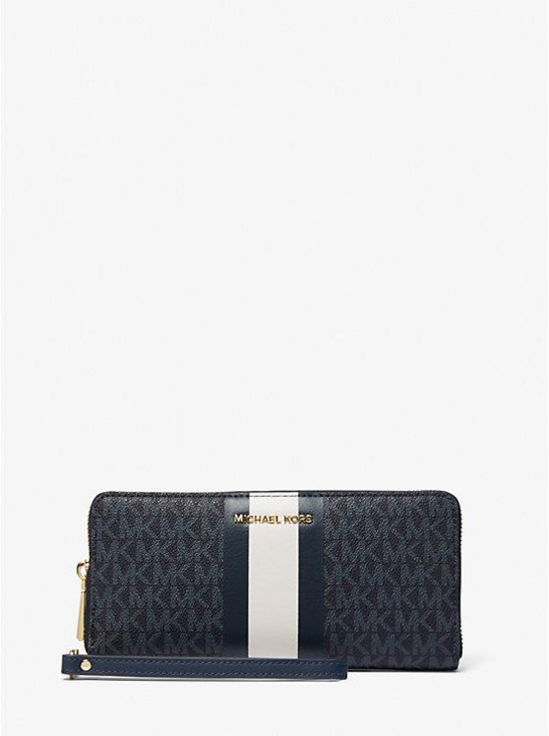 Logo Stripe Continental Wristlet