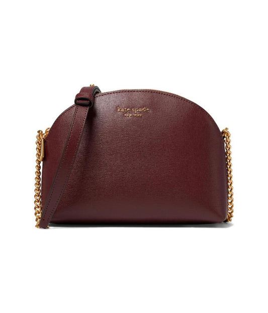 Morgan Saffiano Leather Double Zip Dome Crossbody