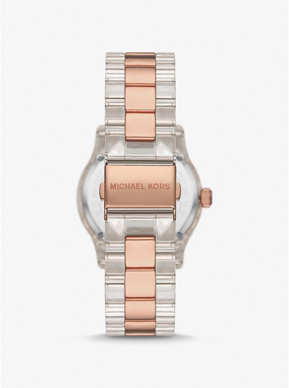 Runway Pavé Rose Gold-Tone and Acetate Watch
