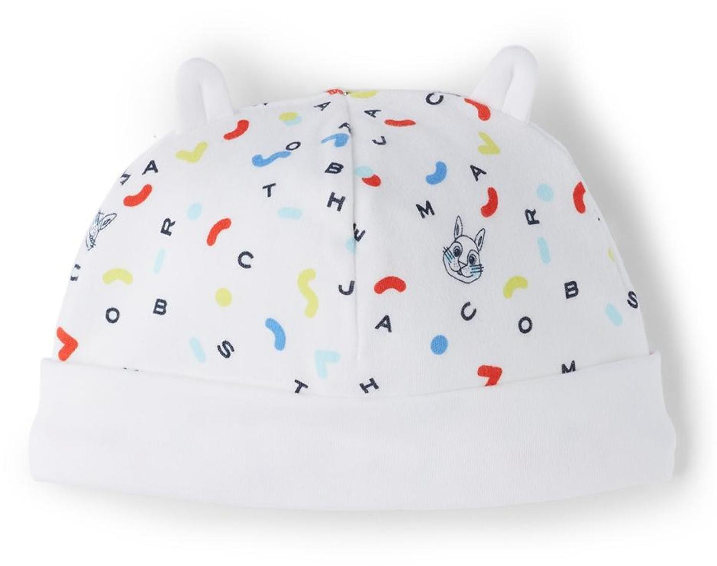 Baby White Bunny Logo Bodysuit & Beanie Set