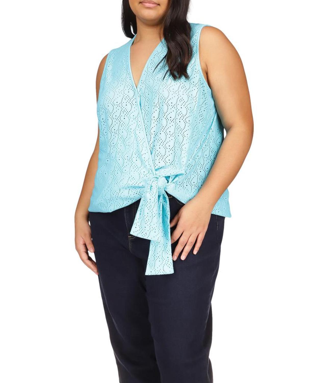 Plus Size Eyelet Wrap Top