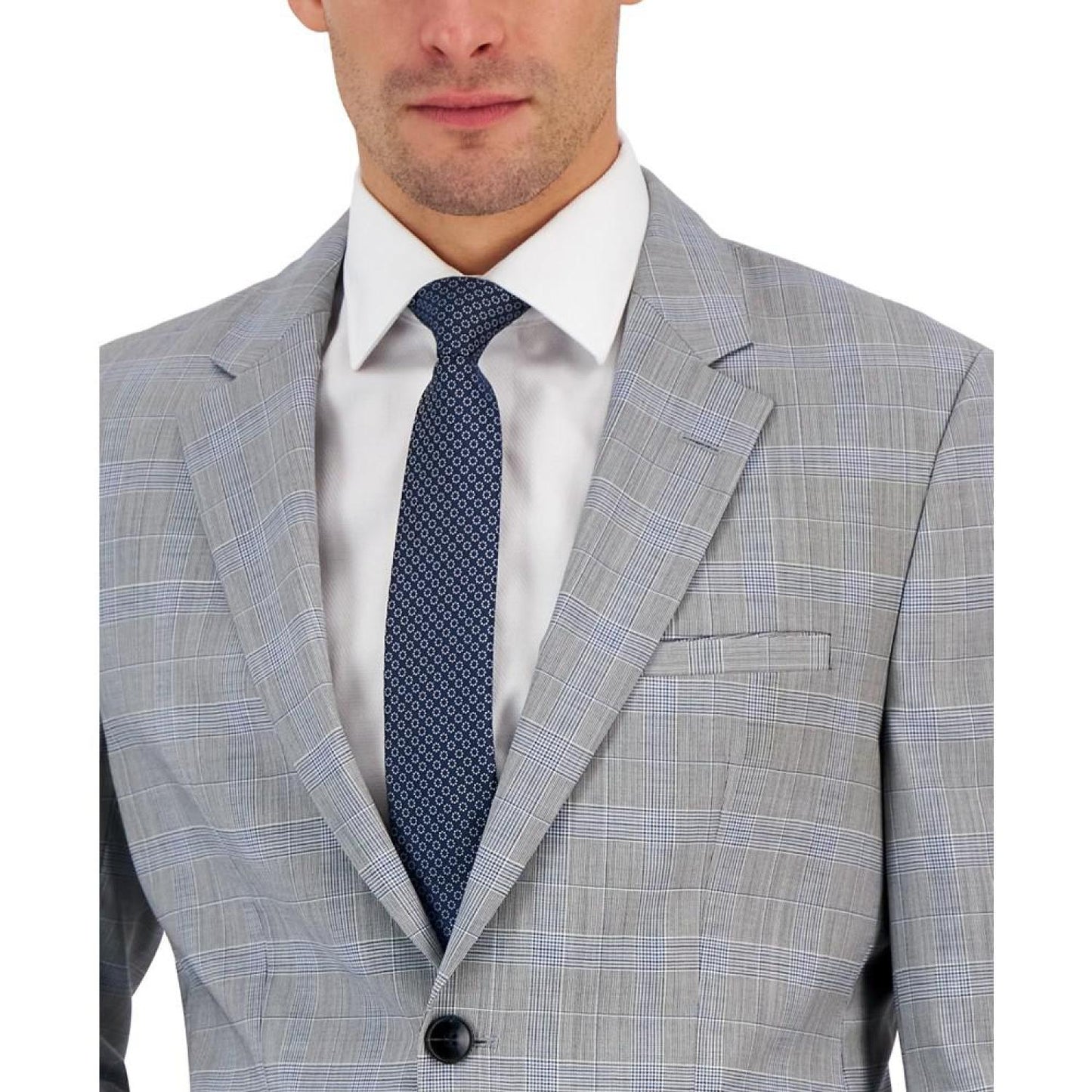Men's Modern-Fit Plaid Wool Suit Jacket