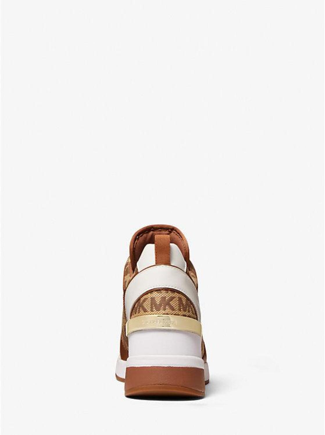 Georgie Leather and Logo Jacquard Trainer