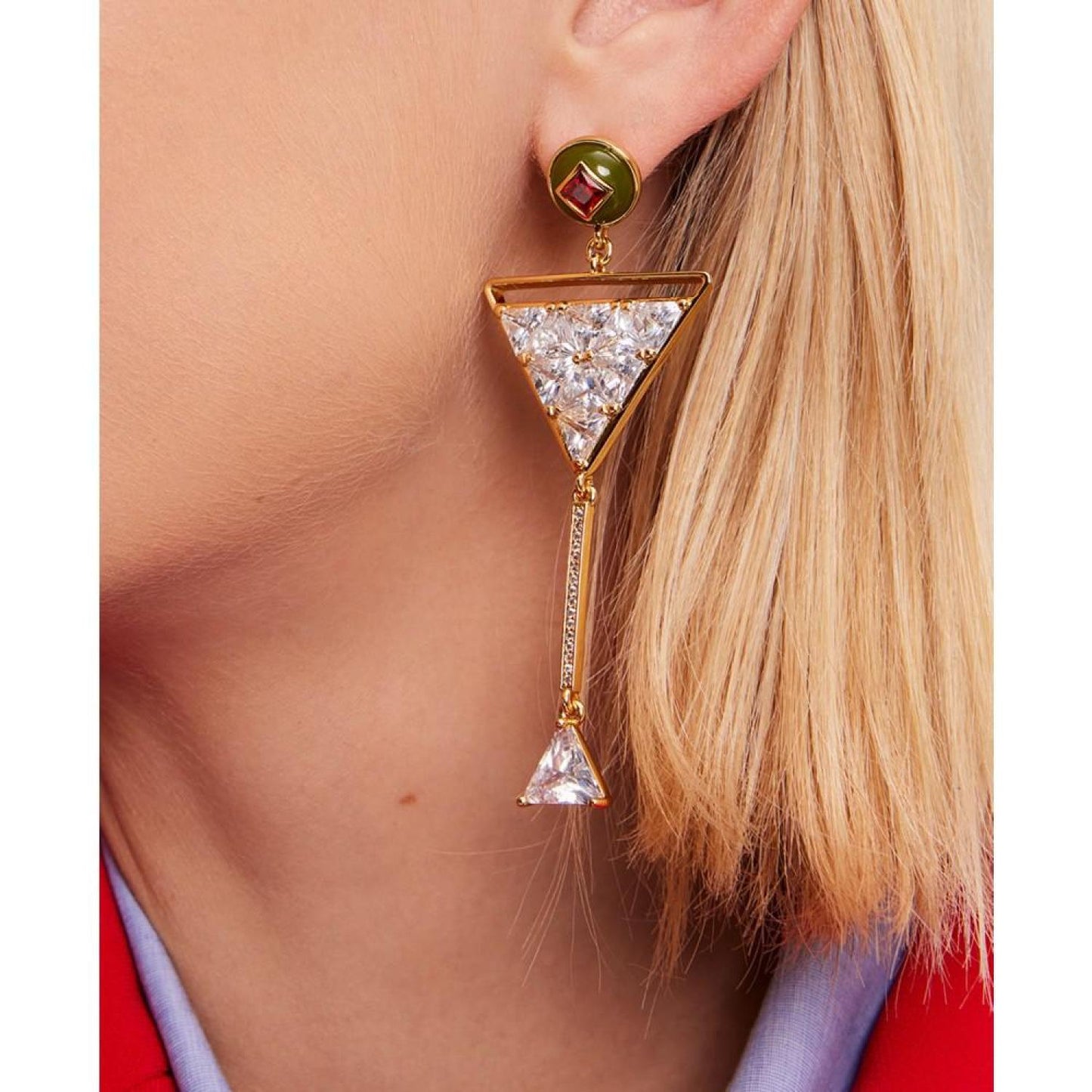 Gold-Tone Cubic Zirconia Martini Statement Earrings