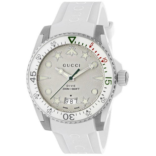 Men's Swiss Dive White Rubber Strap Watch 40mm