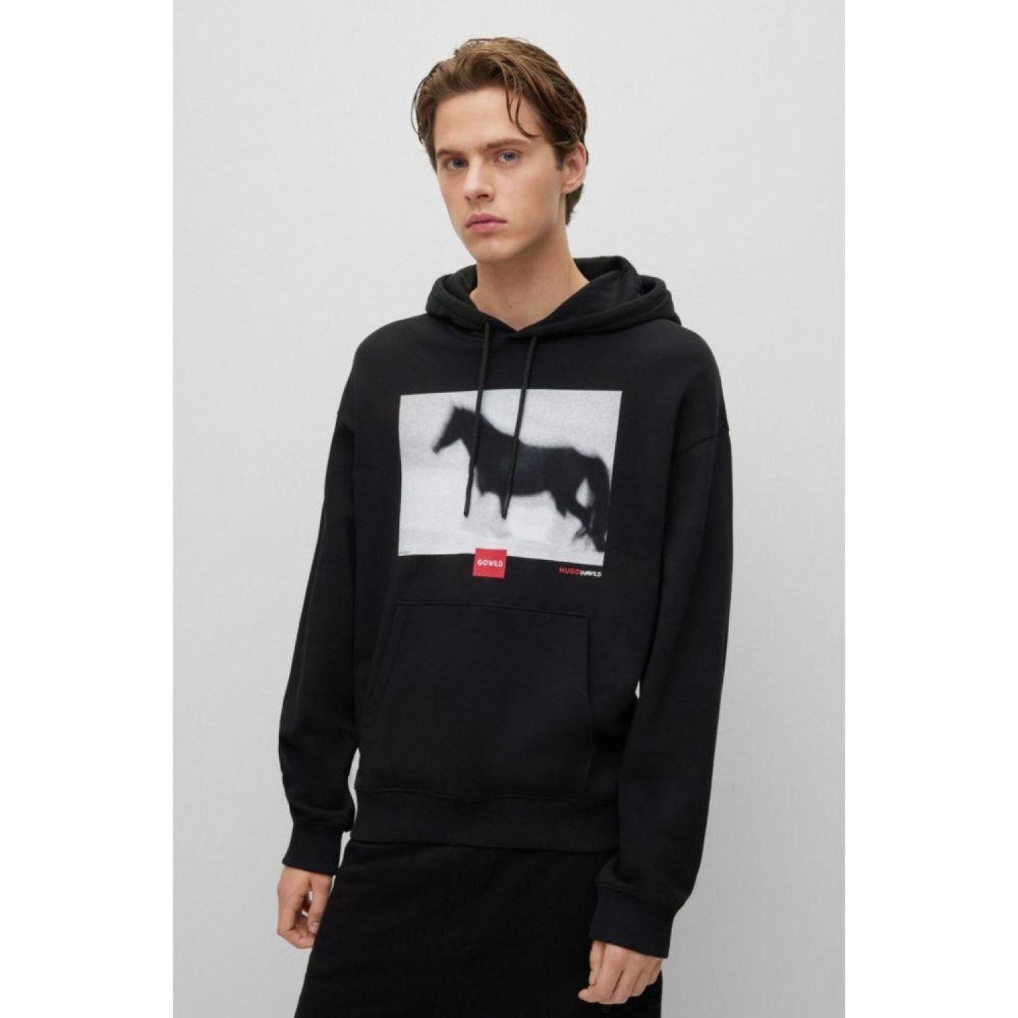 Relaxed-fit hoodie with horse graphic and branding