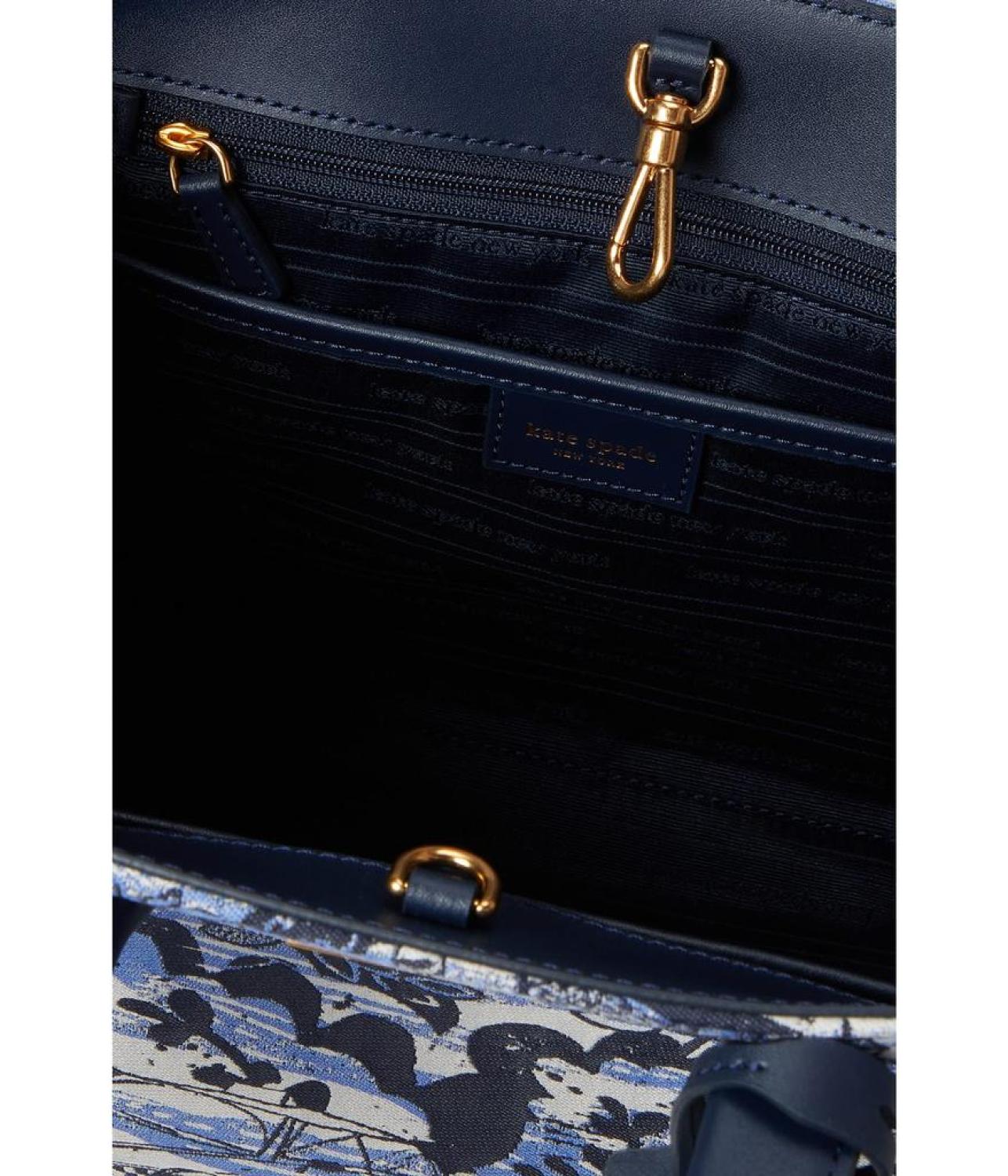 Manhattan Walk In The Park Toile Jacquard Fabric Small Tote