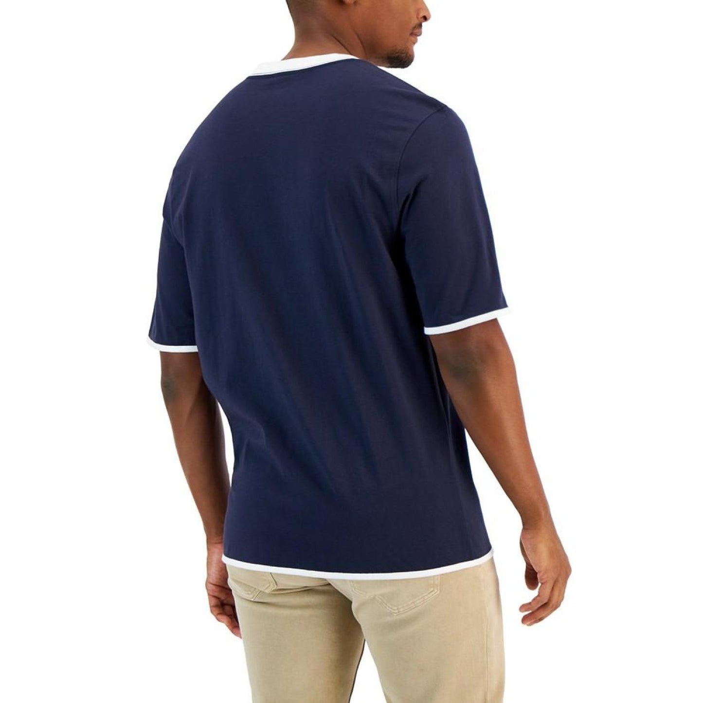 Men's Varsity Warm Up Modern-Fit Tipped Tufted Chenille Logo Appliqué T-Shirt