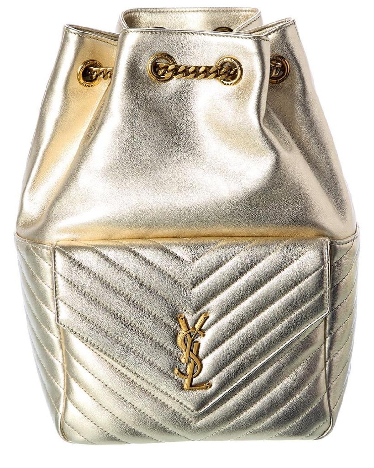 Saint Laurent Joe Metallic Leather Backpack