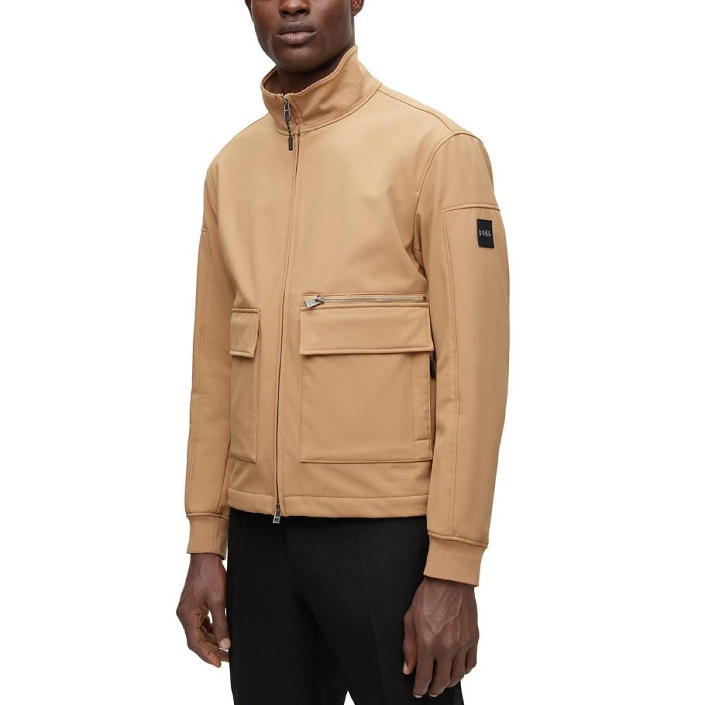 Men's Water-Repellent Softshell Logo Patch Jacket