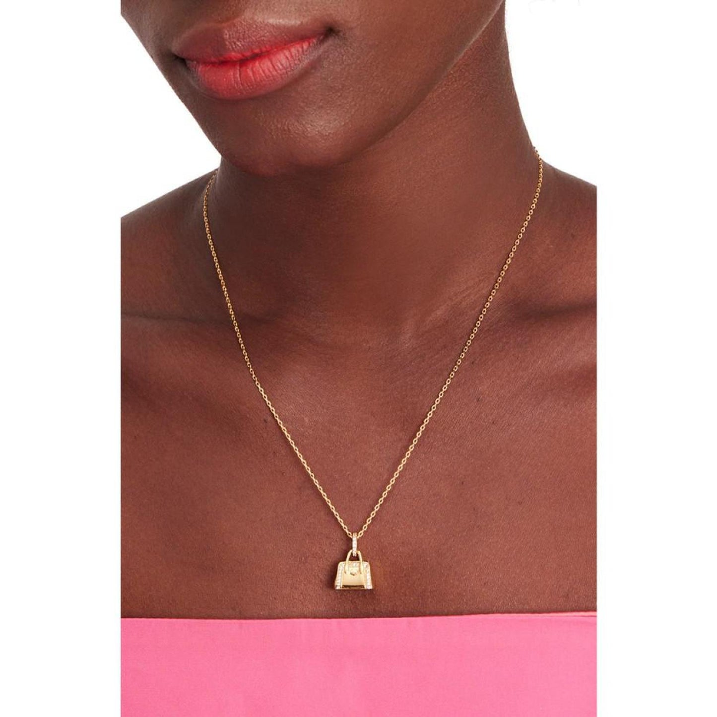 Gold-Tone Crystal Purse Pendant Necklace, 16" + 3" extender
