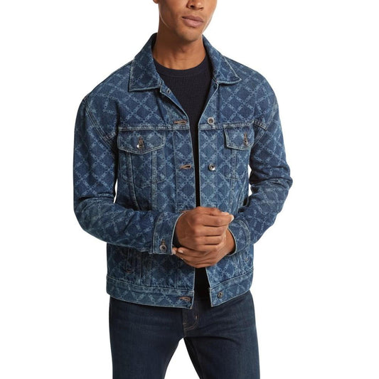Men's Regular-Fit Empire Logo-Print Denim Jacket