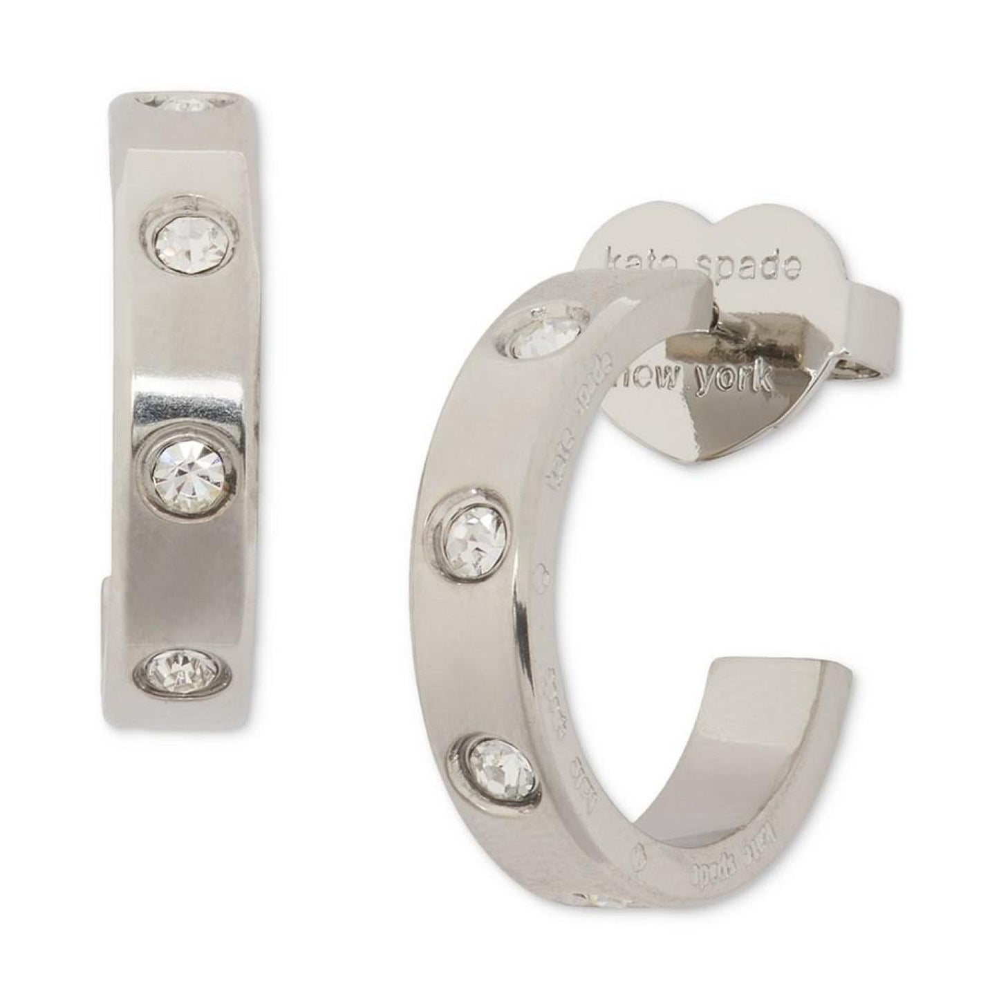 Gold-Tone Small Pavé Huggie Hoop Earrings, 1"