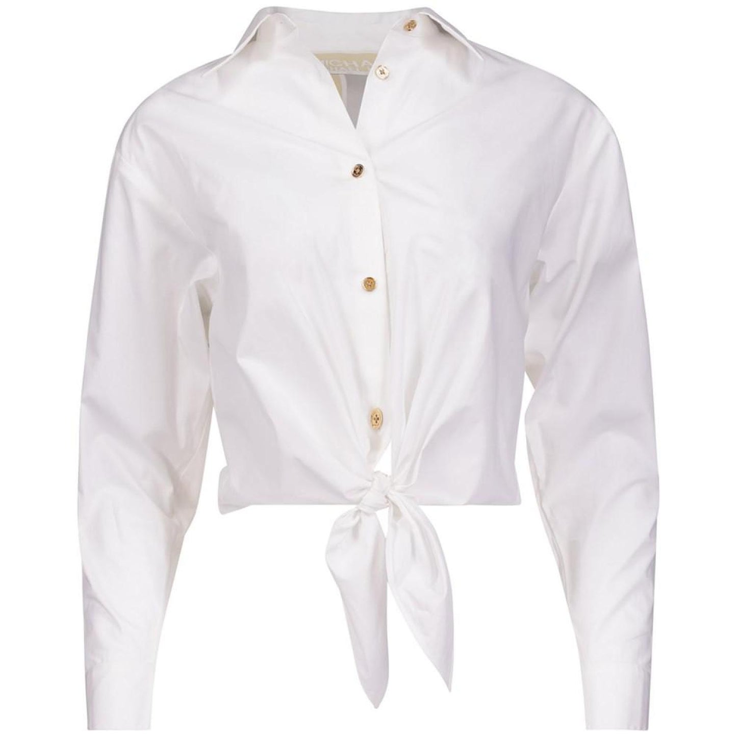 Women's Poplin Tie-Front Button-Down Cotton Shirt, Regular & Petite