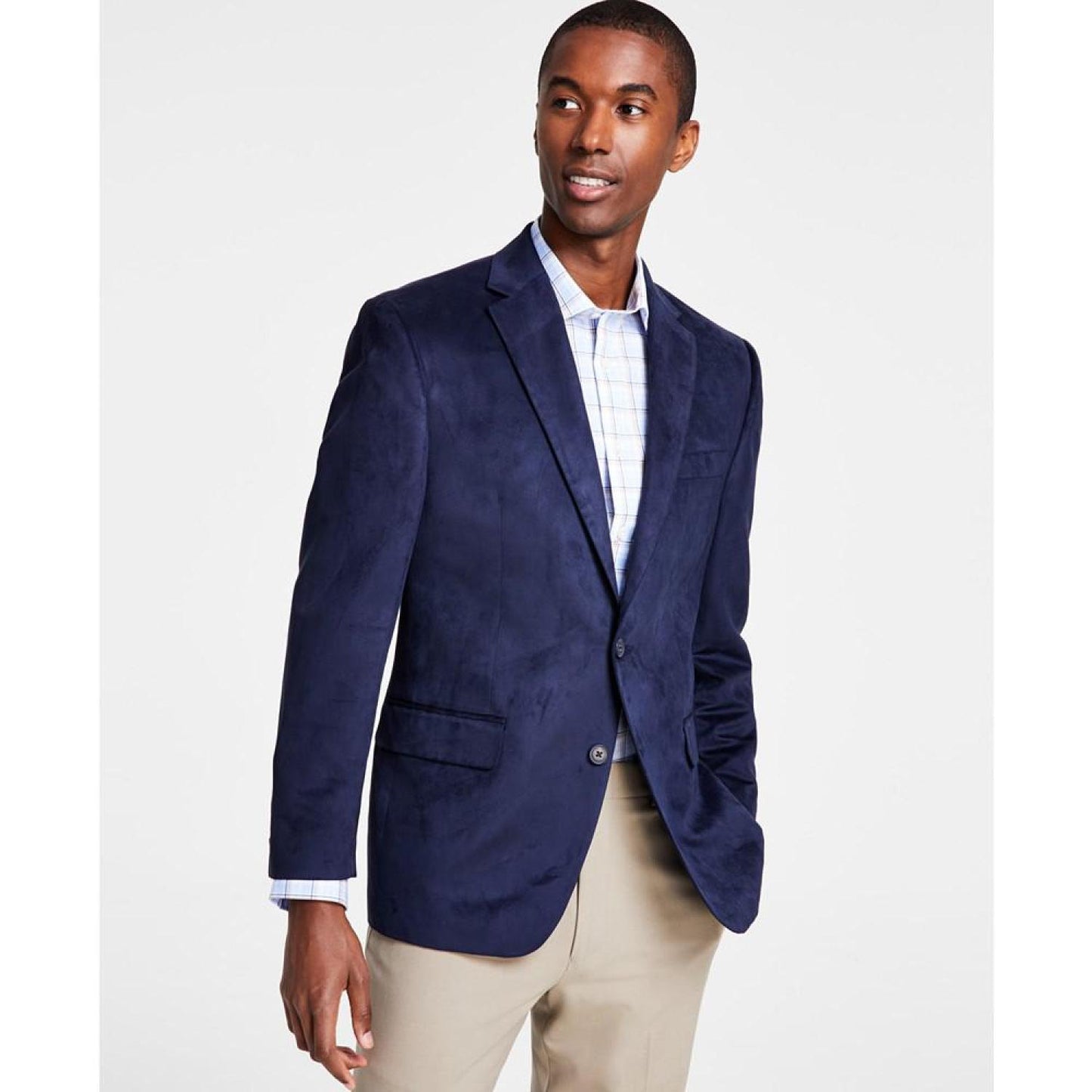 Men's Classic Fit Notch Lapel Faux Suede Sport Coat