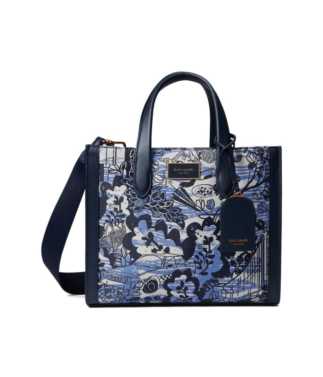 Manhattan Walk In The Park Toile Jacquard Fabric Small Tote