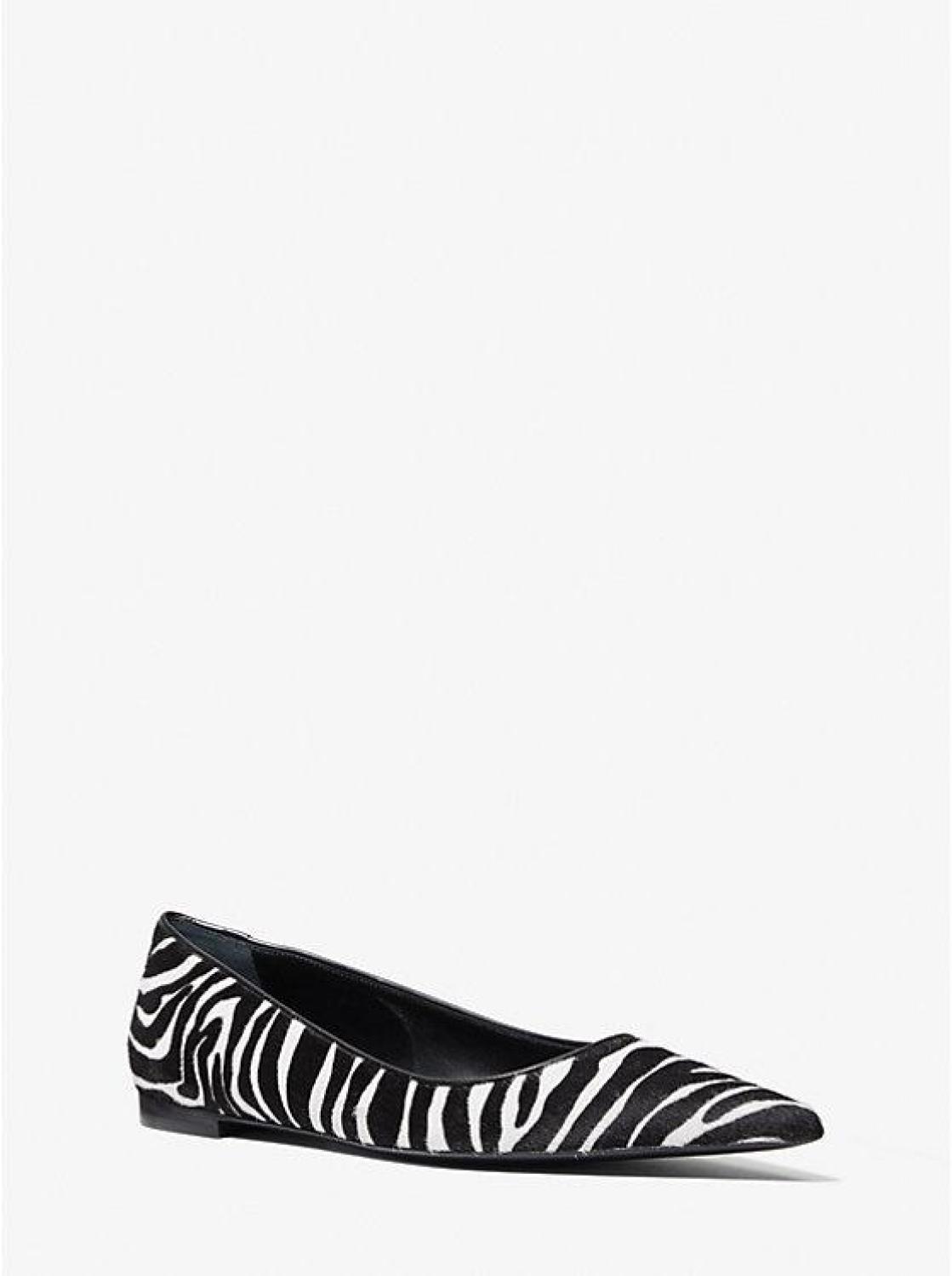 Agnes Zebra Print Calf Hair Flat