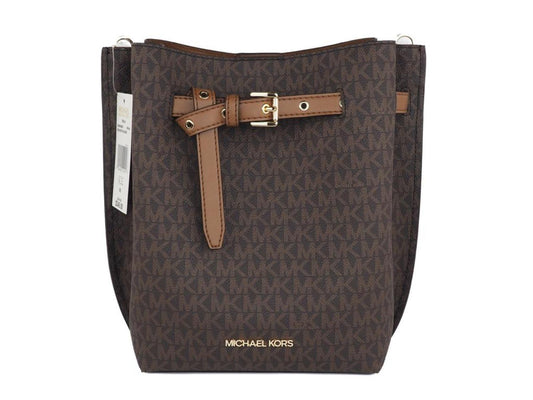 Michael Kors Emilia Small Signature PVC Bucket Bag Messenger Handbag (Women's Signature)