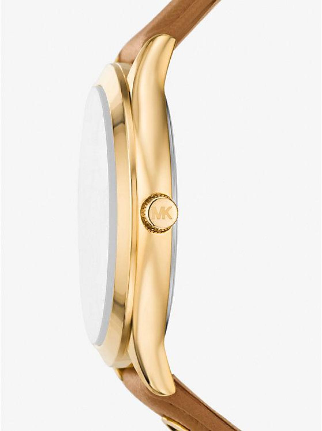 Slim Runway Gold-Tone and Leather Watch