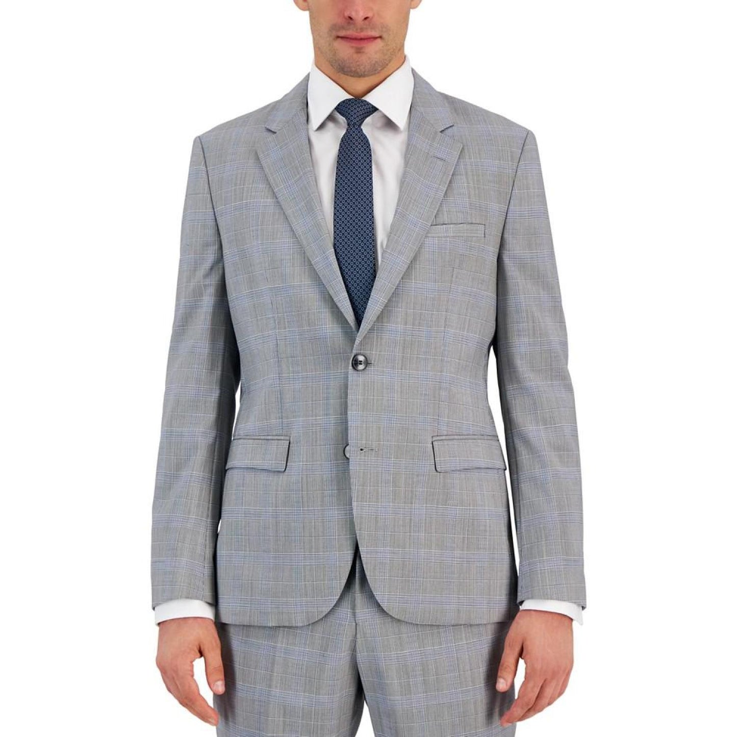 Men's Modern-Fit Plaid Wool Suit Jacket