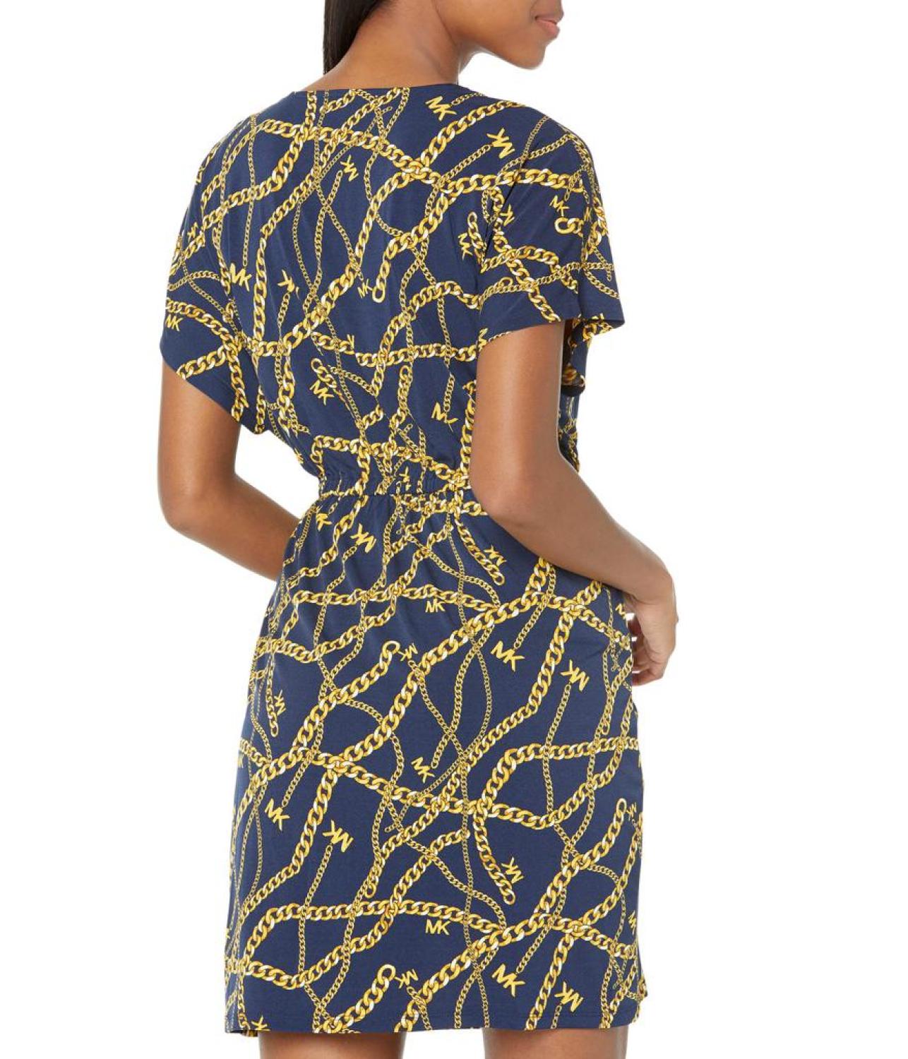 Petite Print Tie Faux Wrap Dress