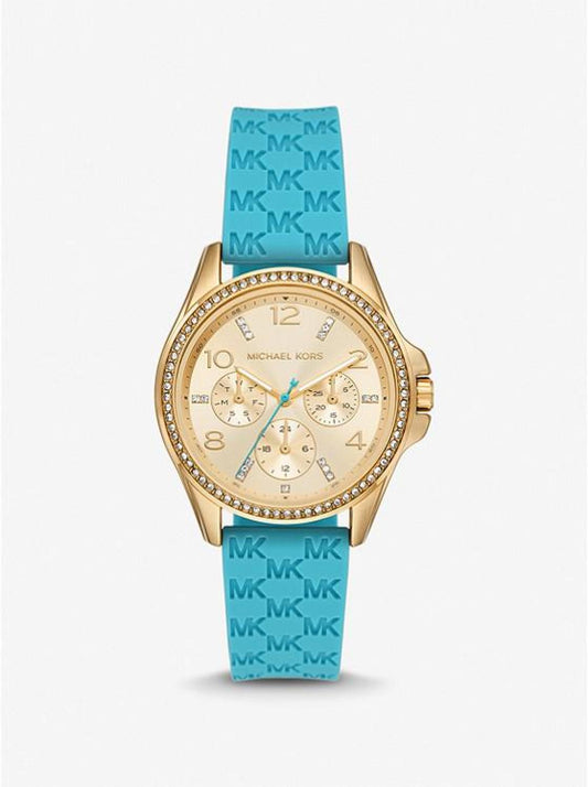 Mini Pilot Pavé Gold-Tone and Logo Silicone Watch