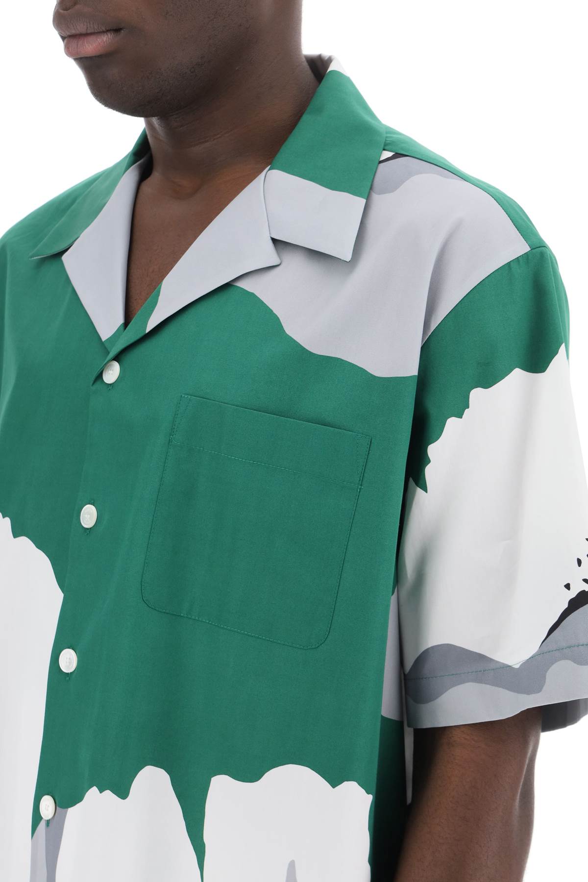 Valentino garavani "flower portrait print poplin bowling shirt"