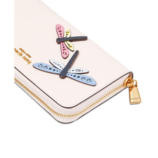 Dragonfly Embossed Leather Zip Around Continental Wallet