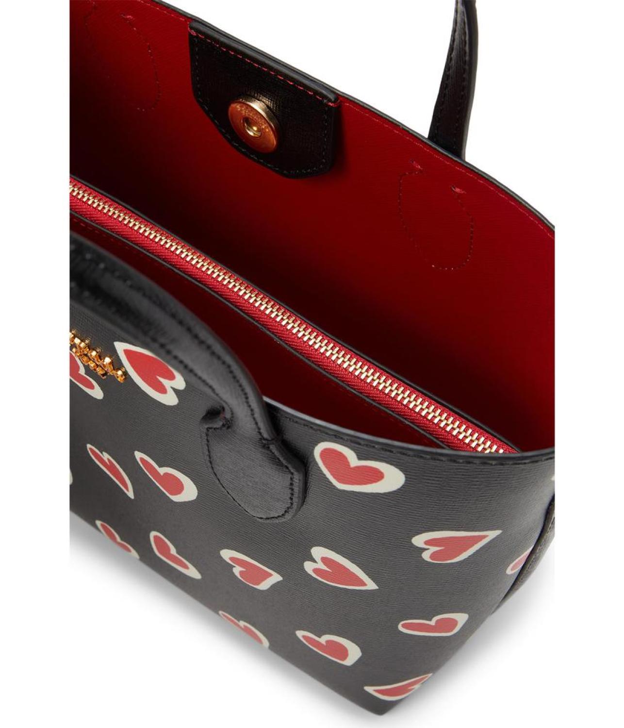 Bleecker Stencil Hearts Printed PVC Medium Crossbody Tote