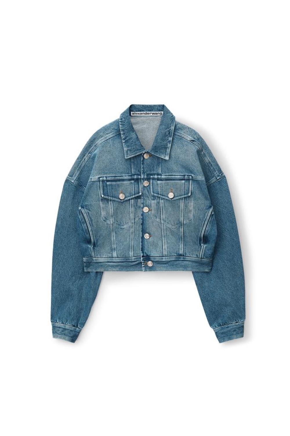 Wave Cuff Trucker Jacket In Denim