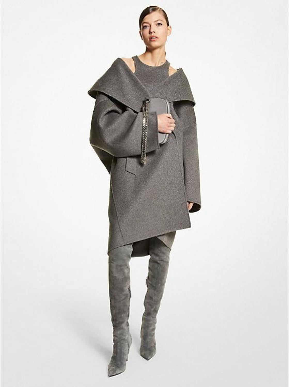 Double Faced Mélange Wool Melton Clutch Coat