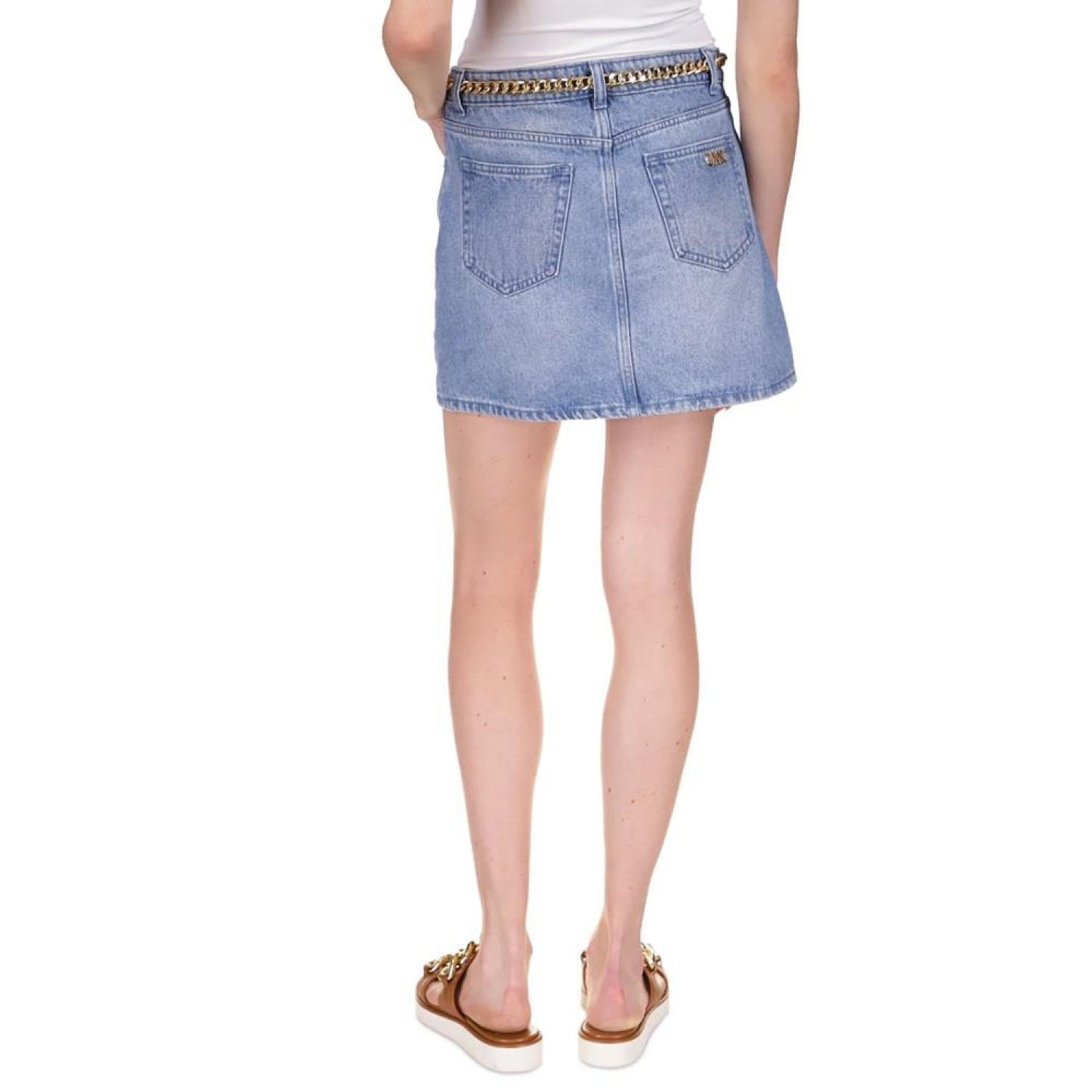Women's Logo Chain-Belt Denim Skirt