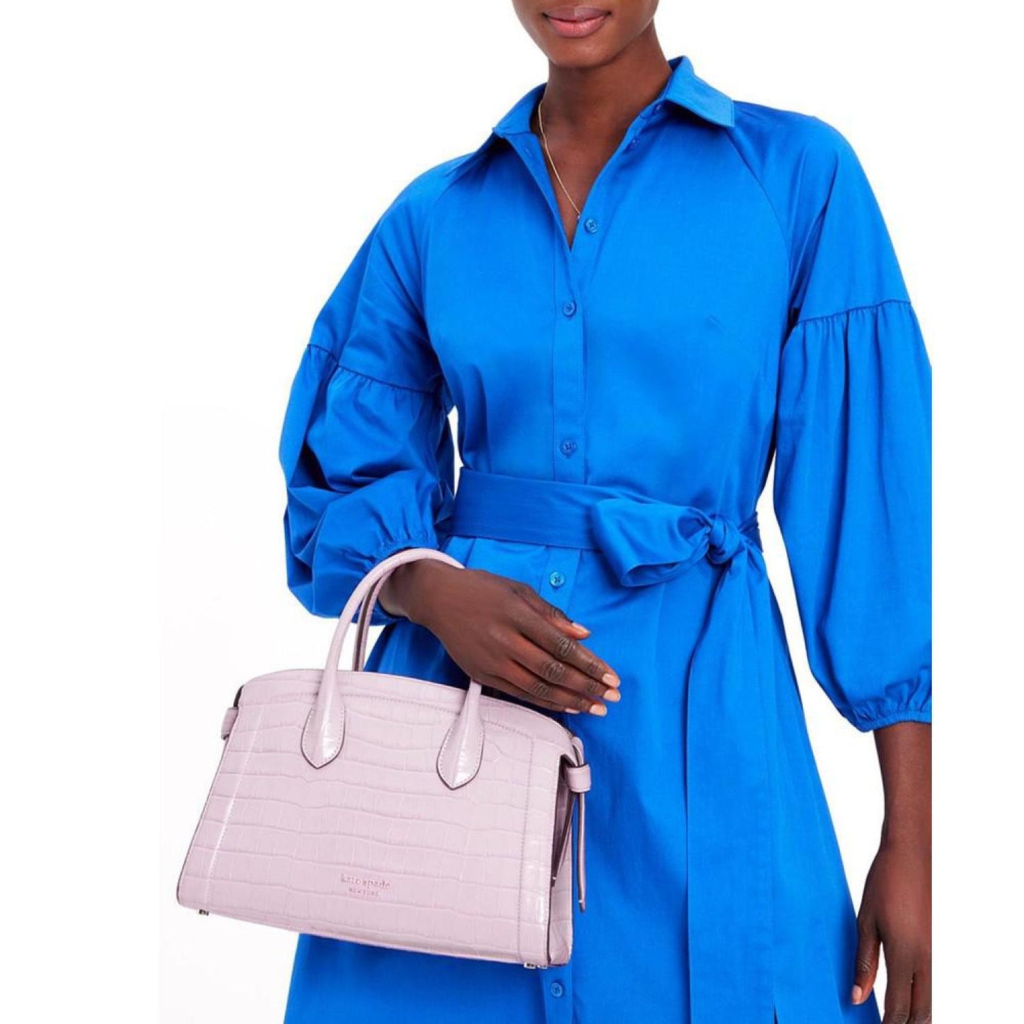 Knott Croc Embossed Leather Medium Zip Top Satchel
