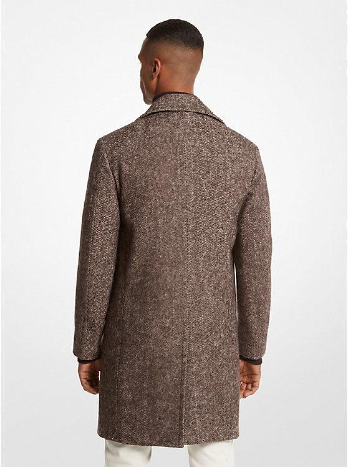 Herringbone Wool Blend Peacoat