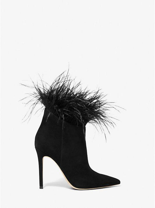 Whitby Feather Trim Suede Ankle Boot
