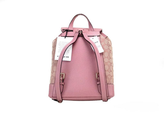 COACH Dempsey True pink Signature Jacquard Canvas Logo Patch Women's Backpack
