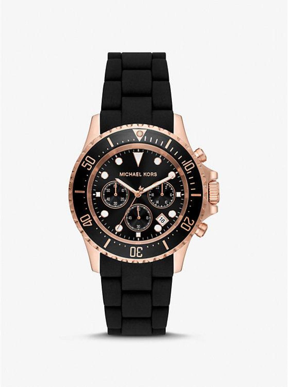 Oversized Everest Rose Gold-Tone and Silicone Watch display picture 1