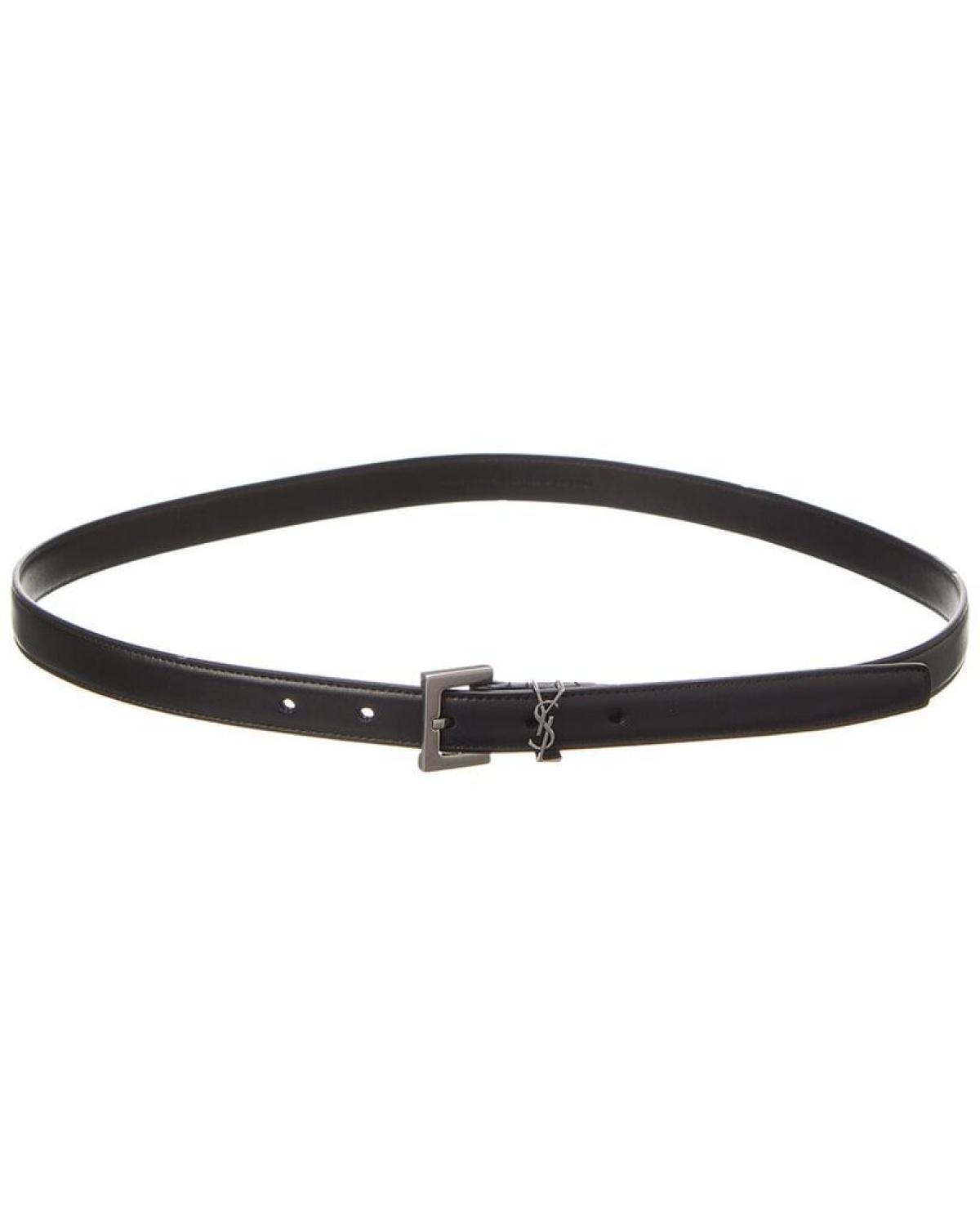 Saint Laurent Cassandre Thin Leather Belt