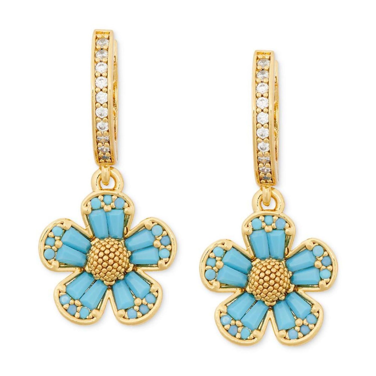 Gold-Tone Fleurette Huggie Drop Earrings