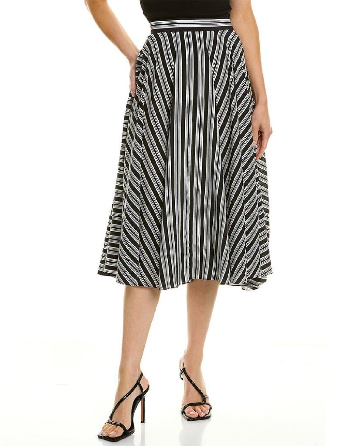 Michael Kors Stripe Silk Midi Skirt