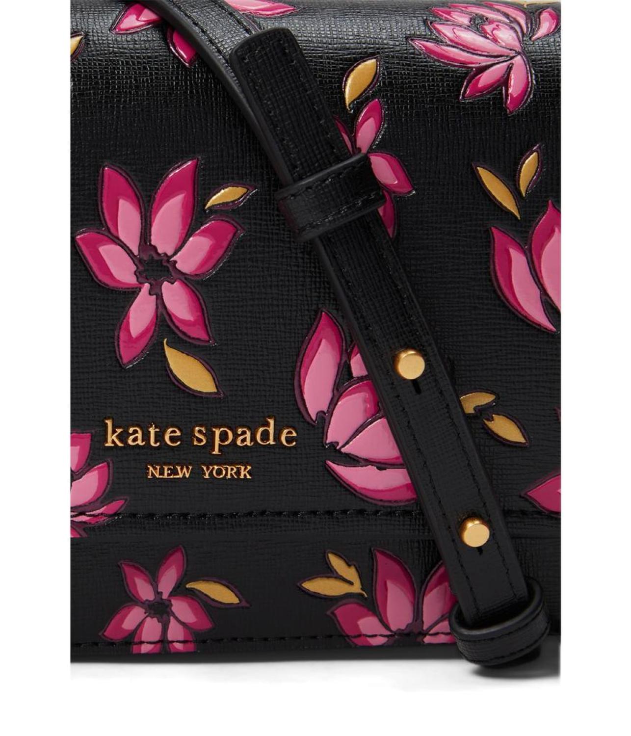 Morgan Winter Blooms Embossed Saffiano Leather Flap Chain Wallet