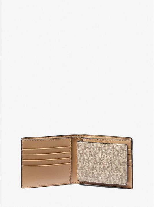 Logo and Faux Leather Stripe Wallet With Passcase Gift Set