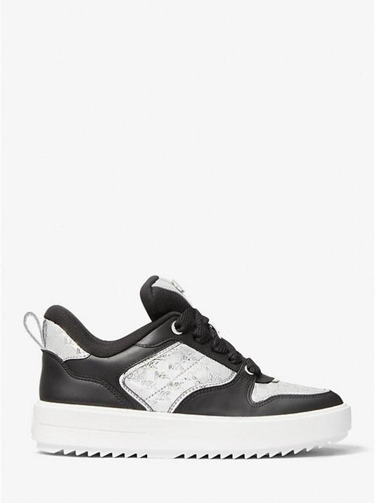Rumi Leather and Logo-Embossed Metallic Platform Sneakers