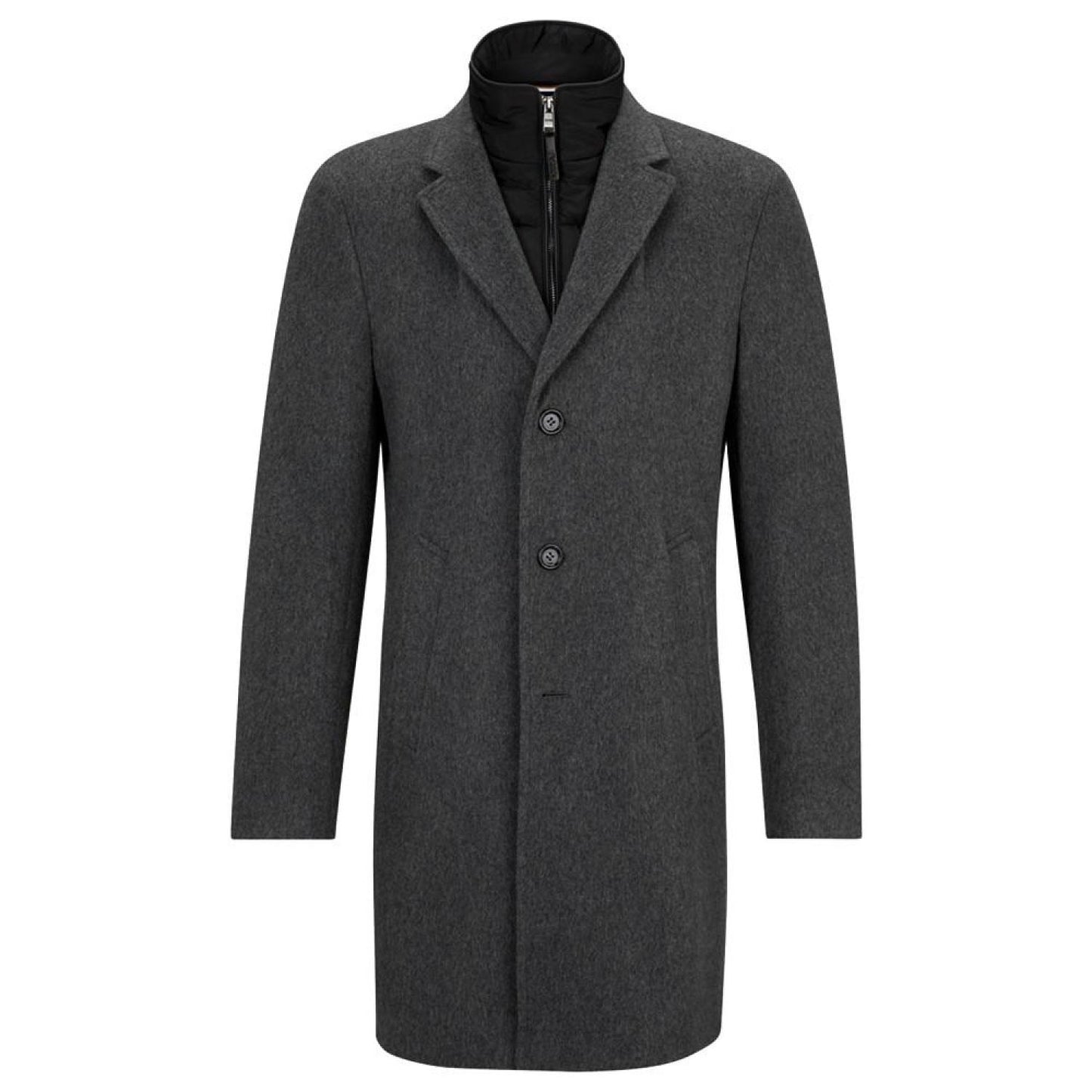 Men's Wool-Blend Zip-Up Coat